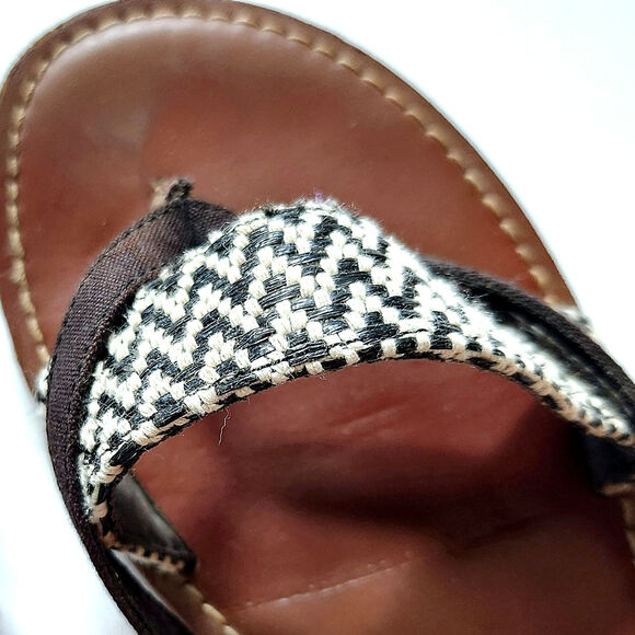 TOMS Lexie Sandal Black & White Geometric Weave | Women's Size 9 - Picture 3 of 6